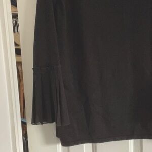 Black Sweater with Sweet Chiffon Pleated Cuffs